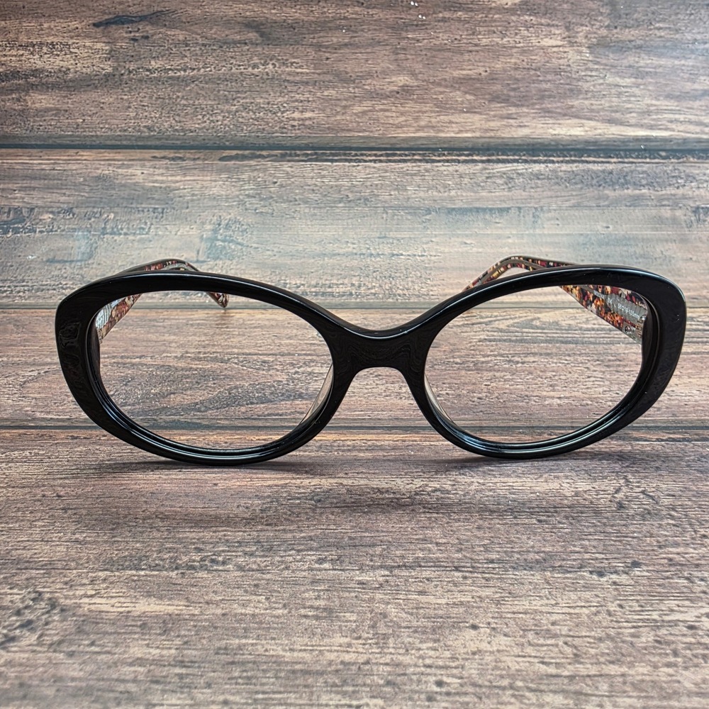 Isaac Mizrahi New York Oval Eyeglasses Black Floral IM30244 BK 56-19-135mm